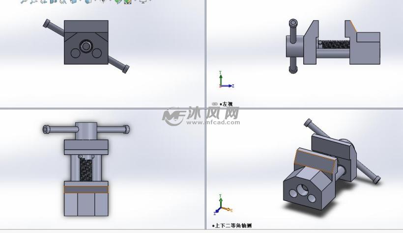 台钳sw模型三视图