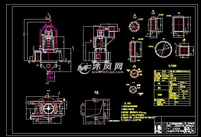 高效水平涡流选粉机总图 - AutoCAD化工环保设