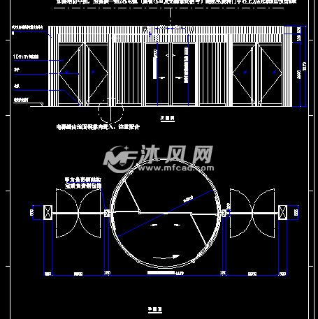 旋转门平面图立面图