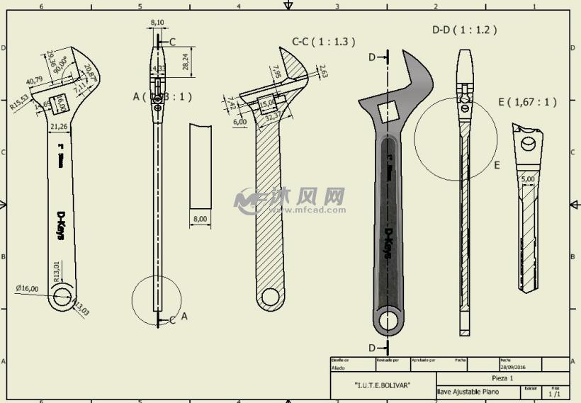 活动扳手inventor模型