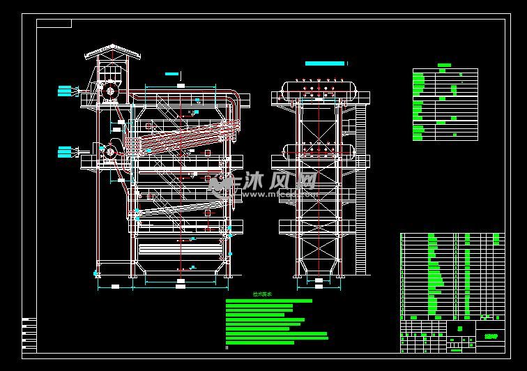 水泥余热锅炉总图 autocad化工环保设备图纸下载 沐风图纸