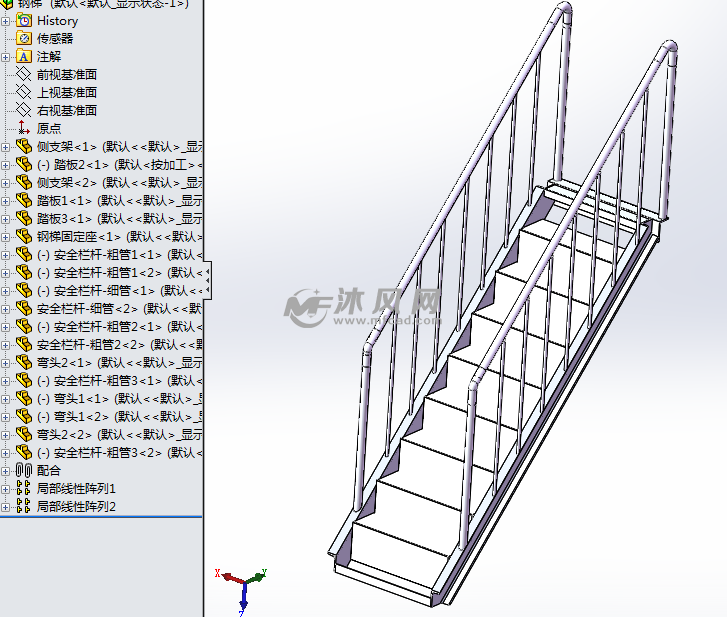 2米高钢梯全套sw模型图(02j401标准)