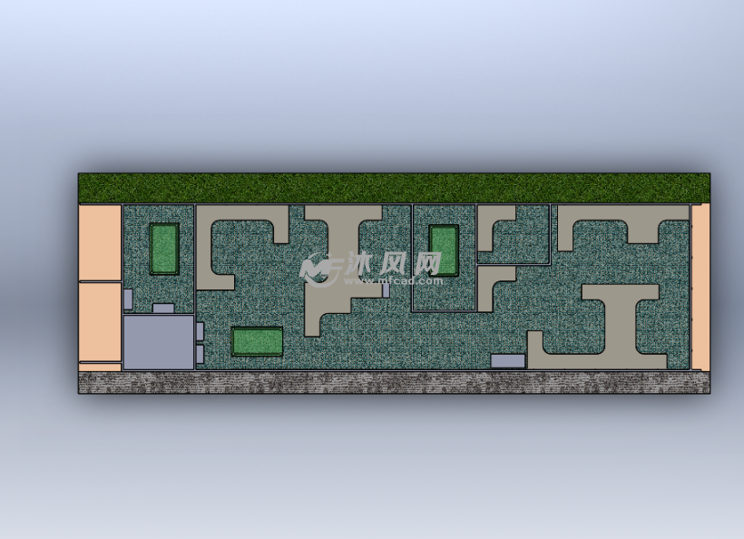 某总部办公室布局模型设计 - solidworks办公用