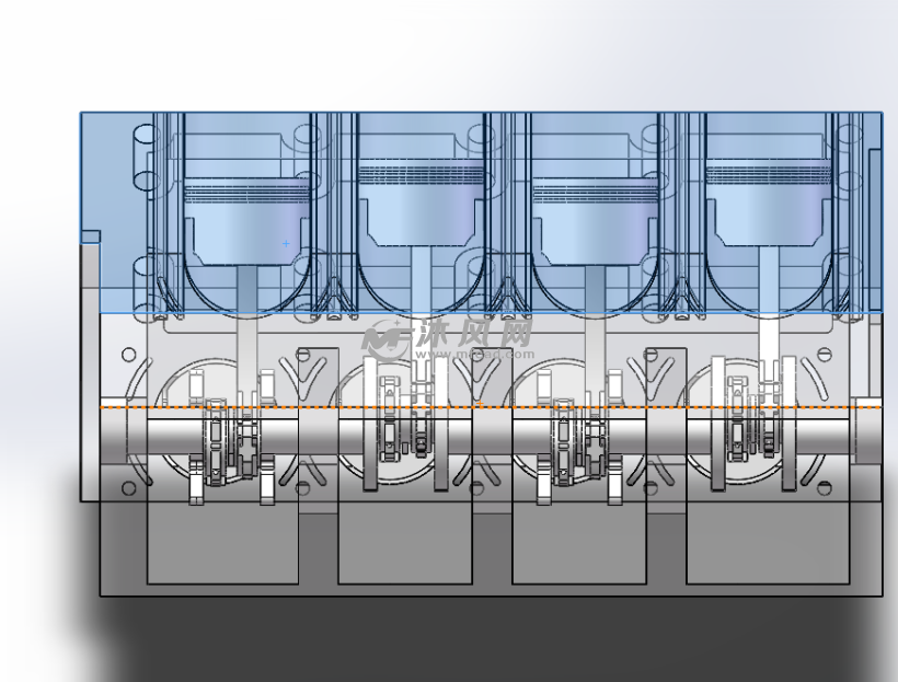 V型发动机8缸缸体带活塞模型 - solidworks传动