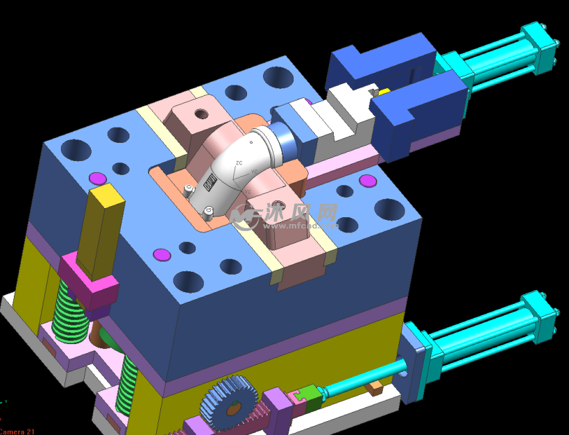 弯管抽芯模具 - 卫浴洁具模具图纸下载