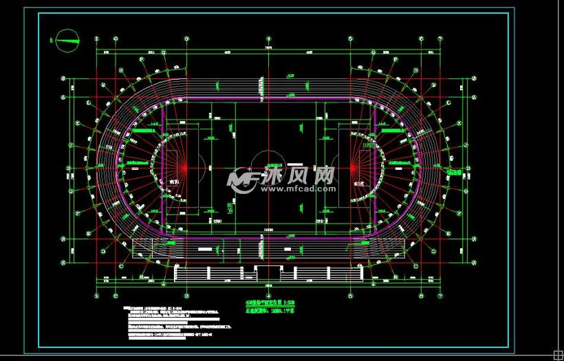 新疆省某地某小学体育场及看台建筑设计施工图