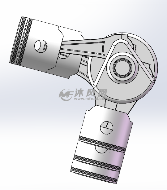 V6发动机活塞连杆曲轴装置全套模型 - solidwo