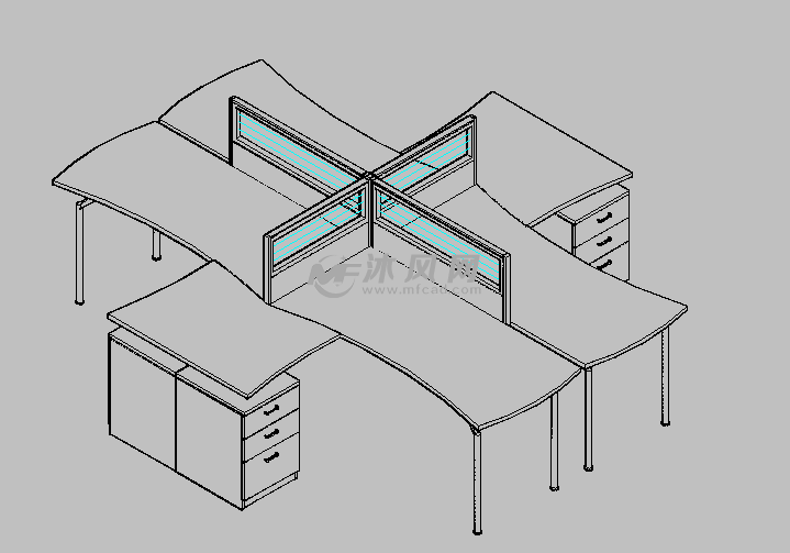 一款办公家具屏风卡位工作站CAD图纸设计模