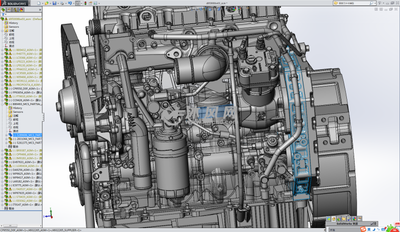 dWorks设计的一款详细的发动机(包括stp文件)