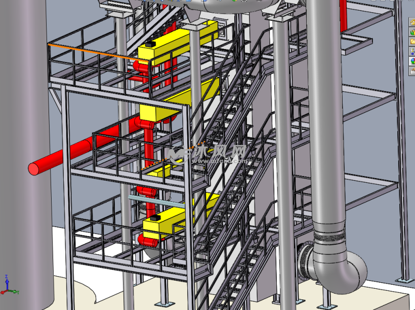化工设备大型管道及钢结构走梯模型 - solidwo