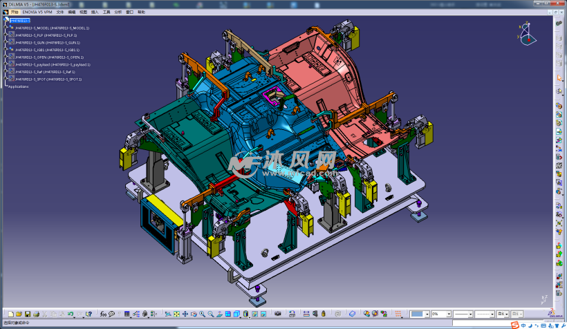 重卡汽车前地板面板总成工装夹具设计(catia)