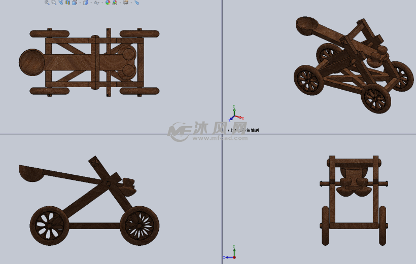 投石车模型 - solidworks军工用品模型下载 - 沐风图纸