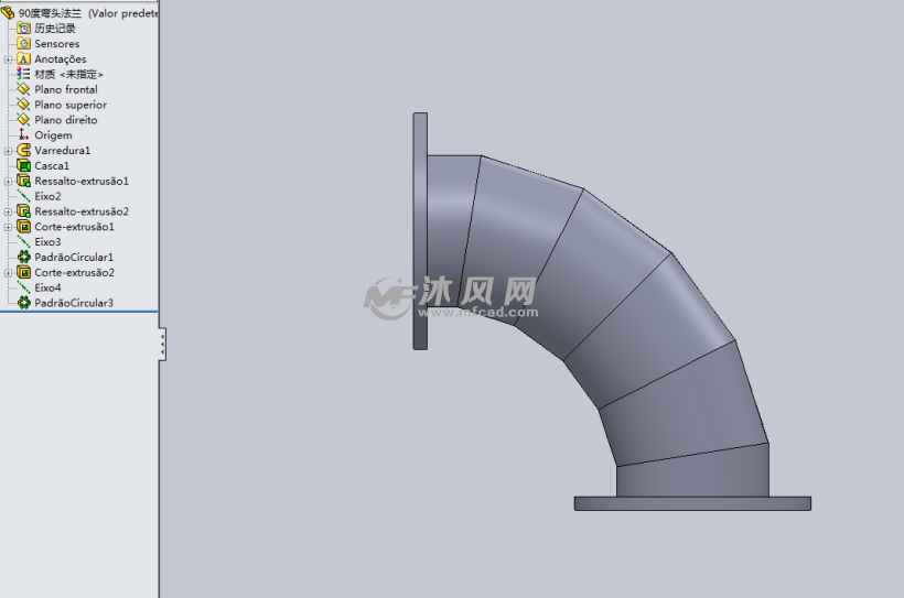 90度弯头法兰 - solidworks管道类模型下载 - 沐风图纸