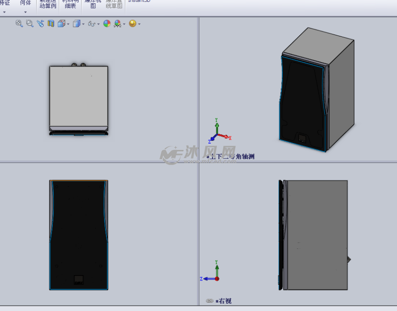 单排立式音箱设计模型三视图