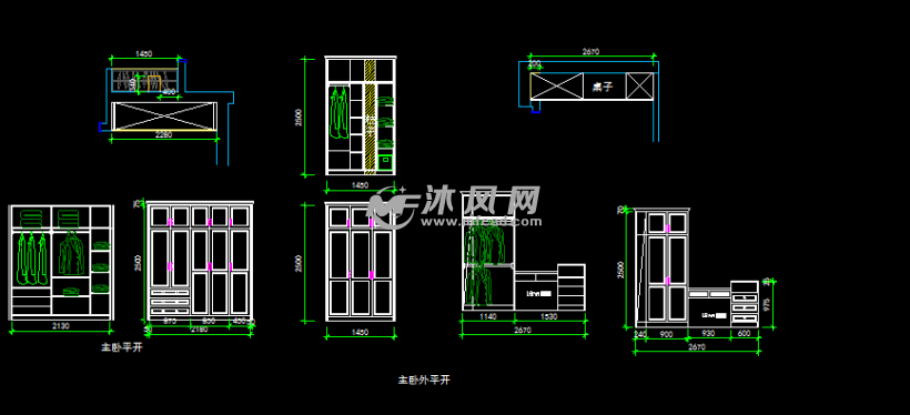平面布局及各卧室衣柜设计 - cad模型下载,家具