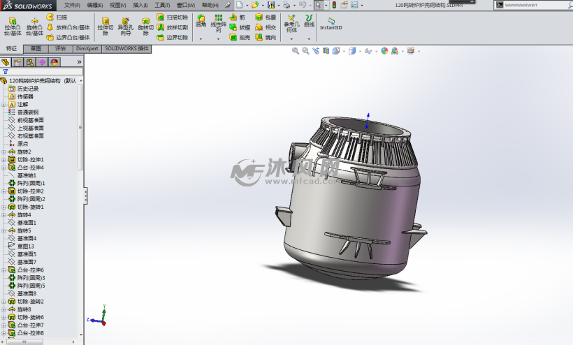 120吨转炉炉壳钢结构设备模型 - solidworks机