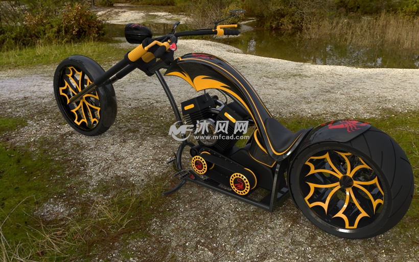 美国哈雷定制摩托车 - UG交通工具类模型下载