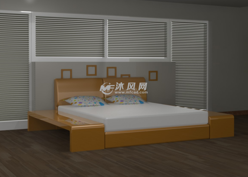 摩登双人床模型 - solidworks生活用品类模型下