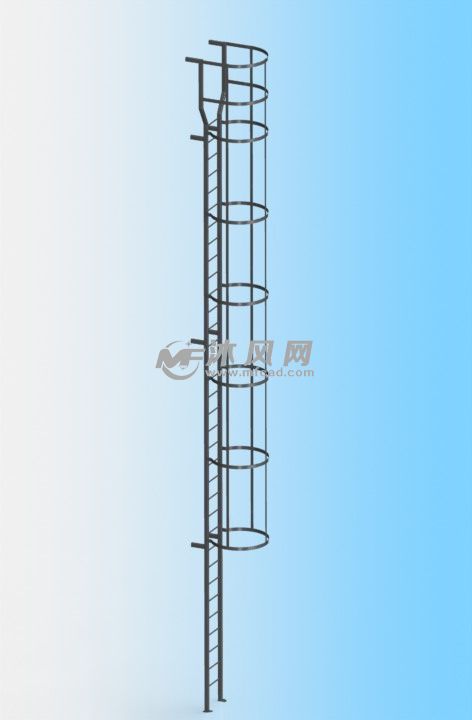 带护笼爬梯模型