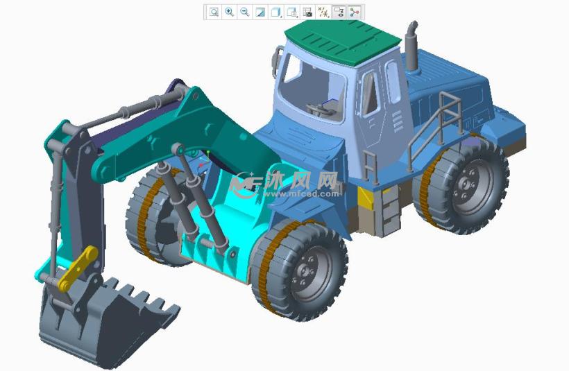 玩具挖土机模型creo - ProE玩具公仔类模型下载