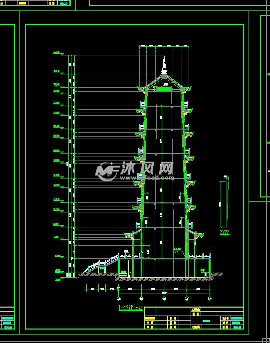 河北省某地某七层仿古宝塔建筑设计施工图 - cad桥,塔图纸建筑图纸