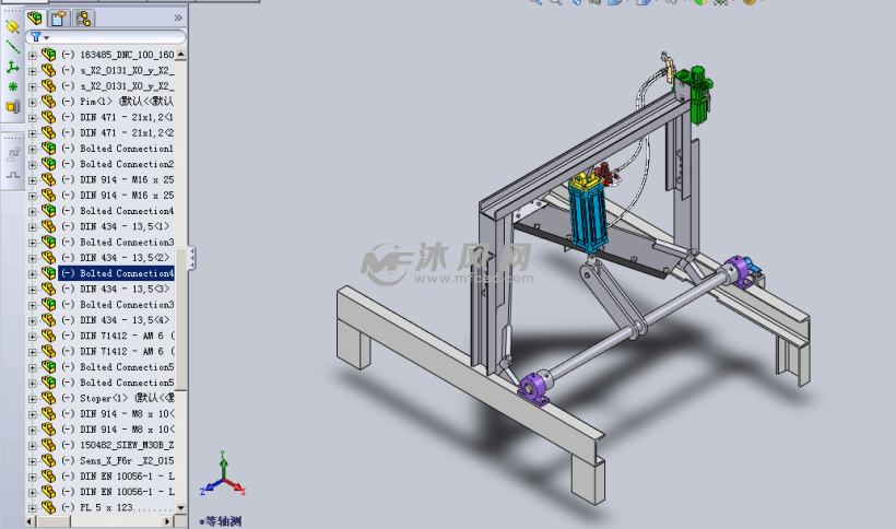 气缸设计的翻转机设计模型 - solidworks机械设备模型