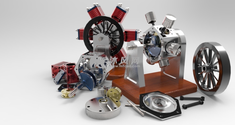 气动微型6缸星型发动机 SW中文设计带中文C