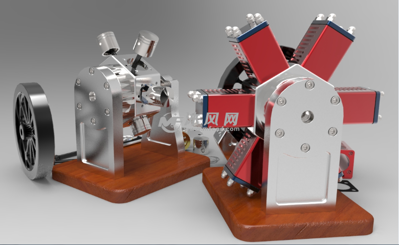 气动微型6缸星型发动机 SW中文设计带中文C