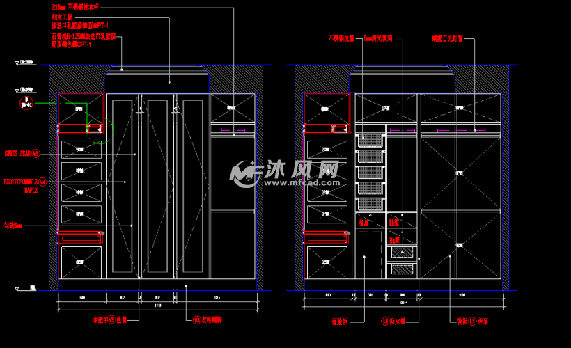 非常详细的衣柜施工图