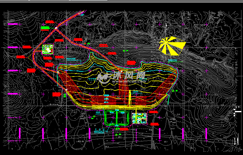监测井布置图 - cad校园单体建筑图纸下载,免费