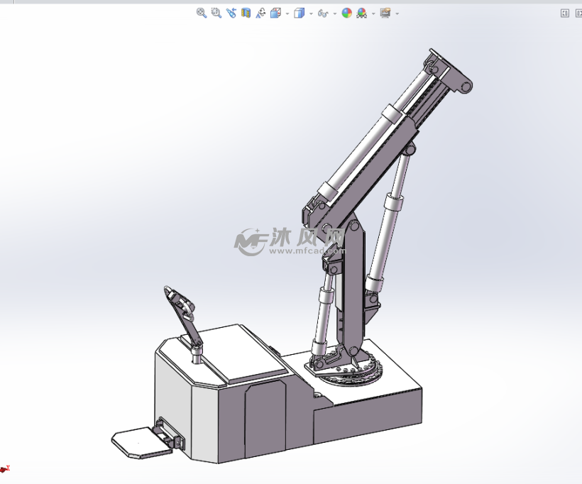 带连杆机械臂的电动液压吊车模型 - solidworks
