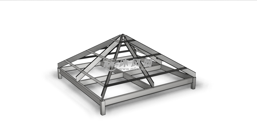 金字塔屋顶钢结构 - solidworks园林建筑模型下载 - 沐风图纸