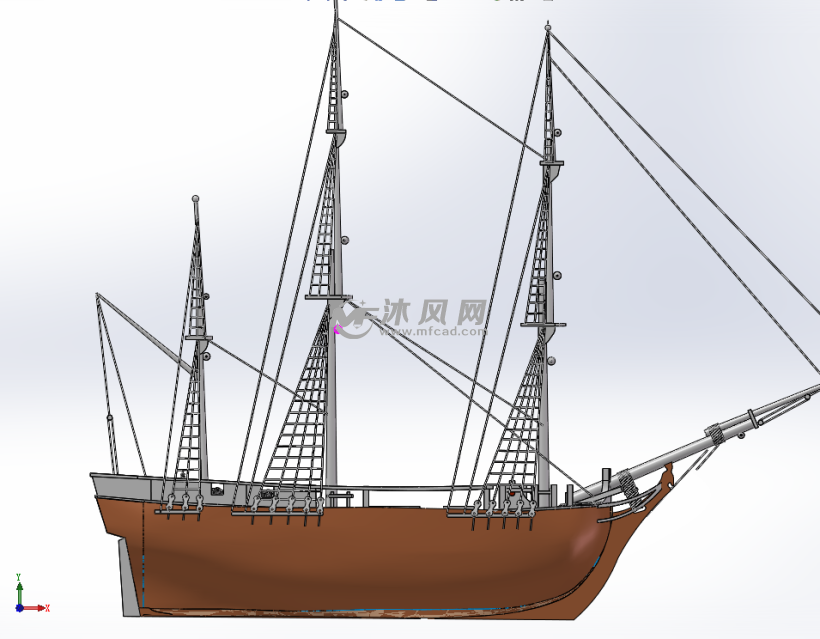 古代军用火炮风帆战船模型