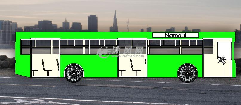 城市公交车模型侧视图