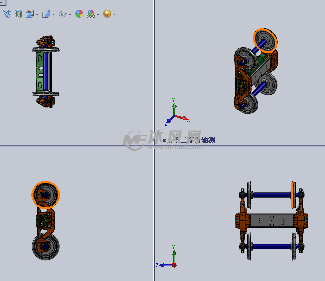 轨道转向架设计模型三视图