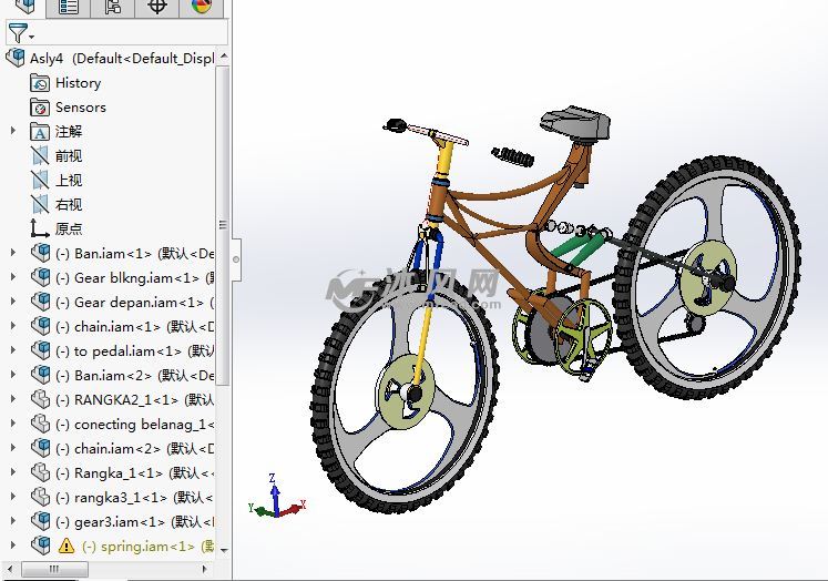 省力山地自行车模型设计 - solidworks交通工具模型