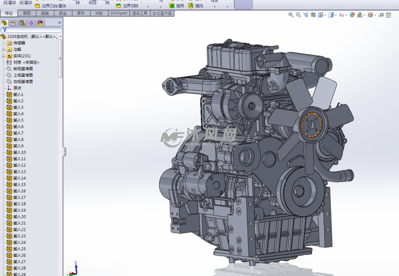 2105柴油发动机三维模型 - 动力系统图纸 - 沐风网