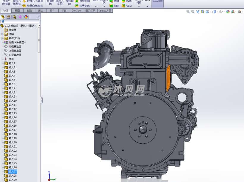 2105柴油发动机三维模型 - 动力系统图纸 - 沐风网