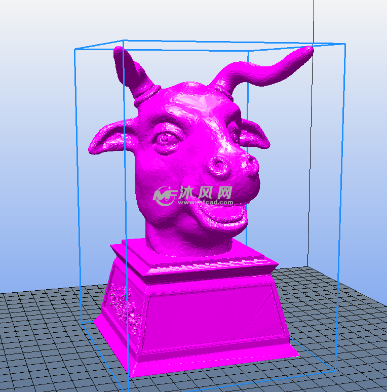 十二生肖3d打印模型 牛首 - ug动物模型下载 - 沐风