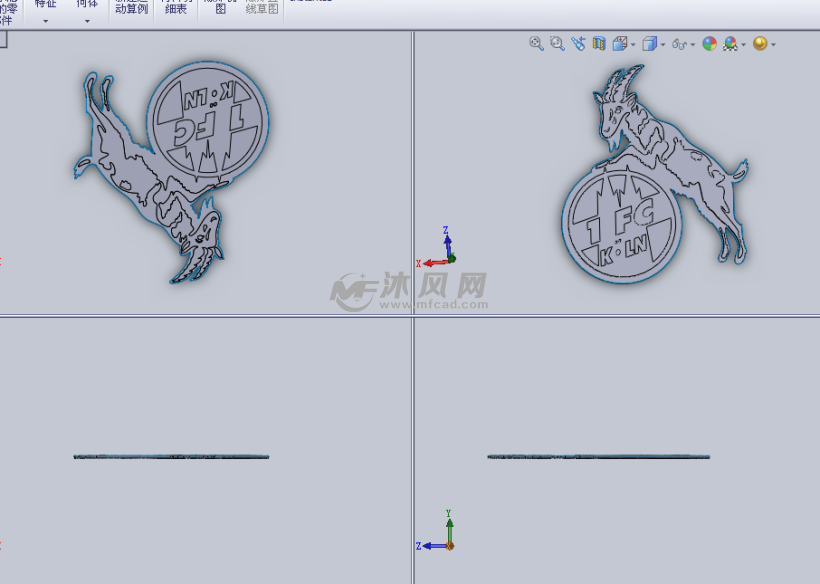 山羊样式的logo雕刻图案设计模型 - solidworks生活类