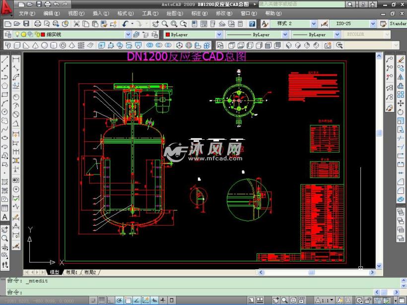 DN1200反应釜CAD总图 - AutoCAD化工环保设