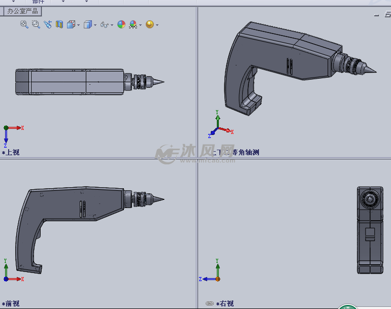 家用型电钻设计模型三视图