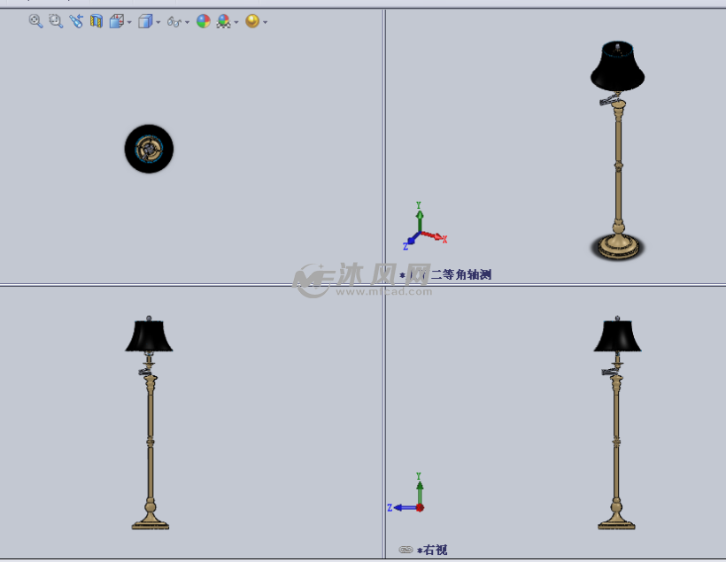 家用型台灯设计模型三视图