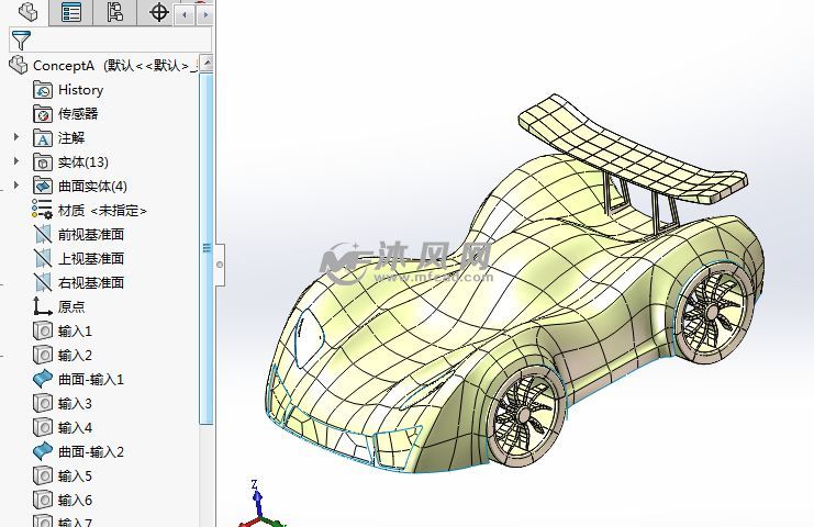 四驱赛车整体外形模型 - solidworks玩具公仔类