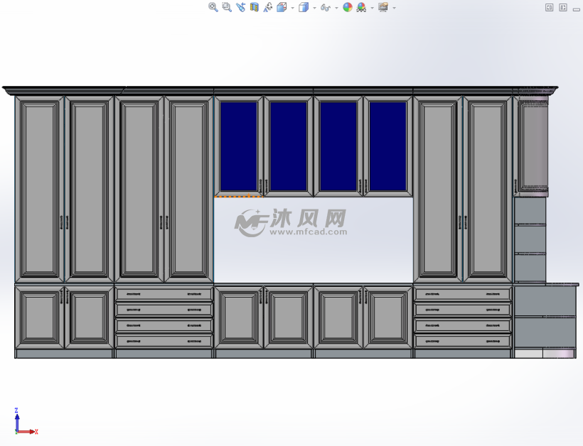 豪华实木立柜壁柜家具模型 - solidworks生活用