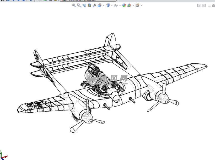 二战期间轰炸机战斗机模型 - solidworks军工用品模型下载 - 沐风图纸