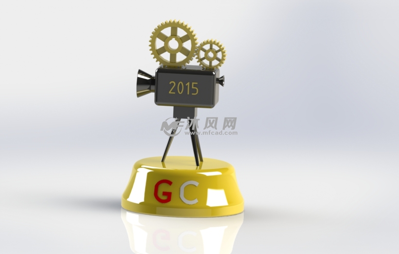 摄像机结构的齿轮奖杯设计模型 - solidworks生