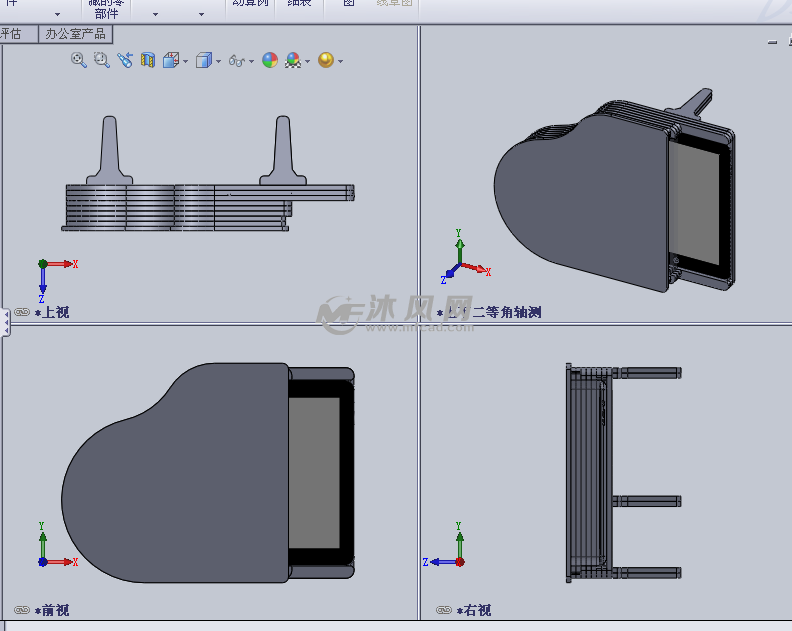 ipad使用的木质"钢琴"设计模型三视图