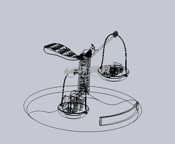 孔雀造型的天平秤(创意)设计模型线性结构图