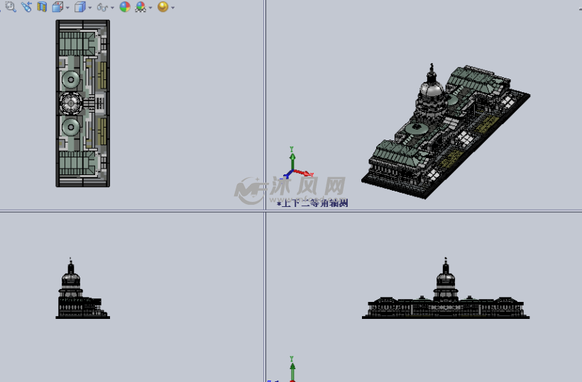 乐高建筑美国国会大厦设计模型三视图